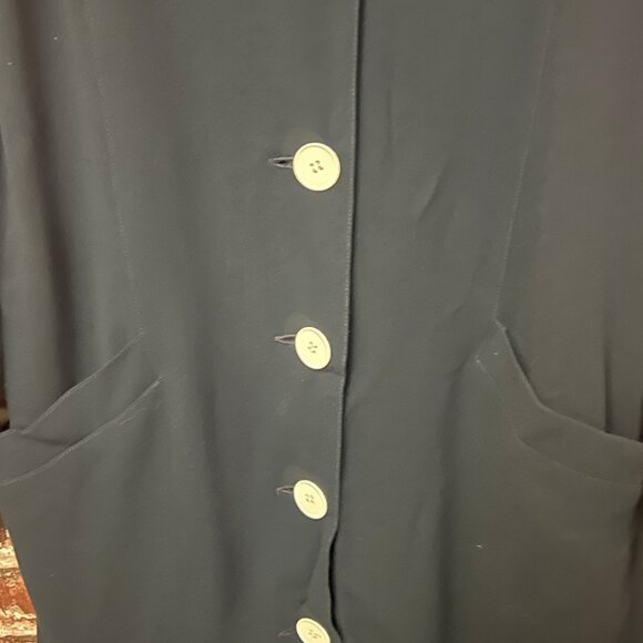 VTG Louis Féraud Paris x Creeds Toronto Navy Button Front Longline Jacket Dress - Picture 9 of 12